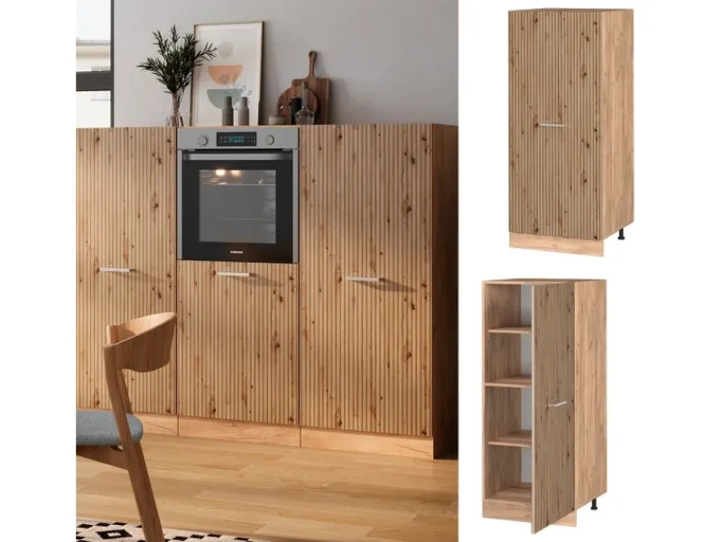 Vicco Hochschrank R-Line Küchenkommode Artisan-Eiche/Goldkraft Eiche 60 cm< Küchenschränke