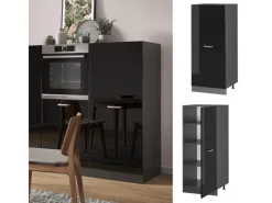 Vicco Hochschrank R-Line Küchenkommode Schwarz Hochglanz/Anthrazit 60 cm< Küchenschränke