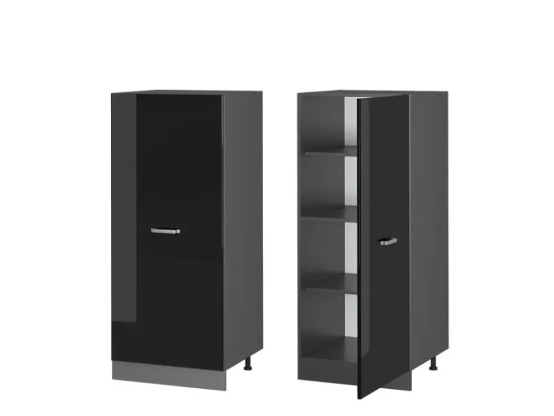 Vicco Hochschrank R-Line Küchenkommode Schwarz Hochglanz/Anthrazit 60 cm< Küchenschränke