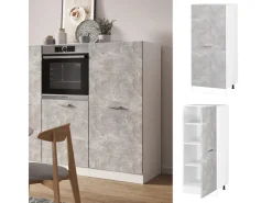 New Vicco Hochschrank R-Line Küchenkommode /Weiß 60 cm Beton