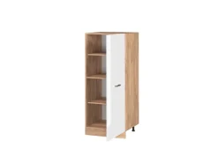Outlet Vicco Hochschrank R-Line Küchenkommode Hochglanz/Goldkraft Eiche 60 cm Weiß