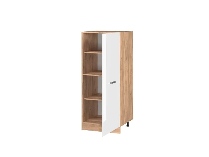 Outlet Vicco Hochschrank R-Line Küchenkommode Hochglanz/Goldkraft Eiche 60 cm Weiß