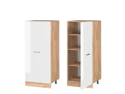 Outlet Vicco Hochschrank R-Line Küchenkommode Hochglanz/Goldkraft Eiche 60 cm Weiß