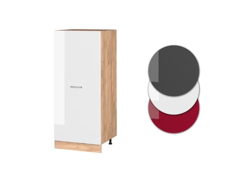 Outlet Vicco Hochschrank R-Line Küchenkommode Hochglanz/Goldkraft Eiche 60 cm Weiß