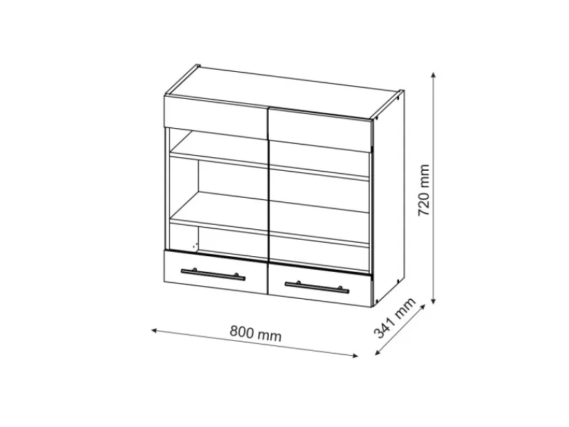 Clearance Vicco Küchenglasschrank Fame-Line Glashängeschrank Hochglanz/Weiß 80 cm Anthrazit