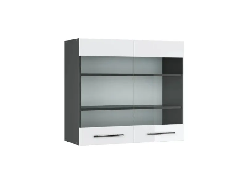 Küchenschränke<Vicco Küchenglasschrank Fame-Line Glashängeschrank Hochglanz/Anthrazit 80 cm