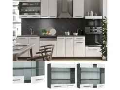 Küchenschränke<Vicco Küchenglasschrank Fame-Line Glashängeschrank Hochglanz/Anthrazit 80 cm