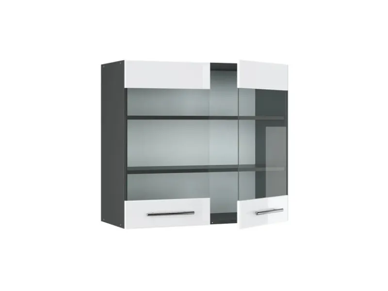 Küchenschränke<Vicco Küchenglasschrank Fame-Line Glashängeschrank Hochglanz/Anthrazit 80 cm