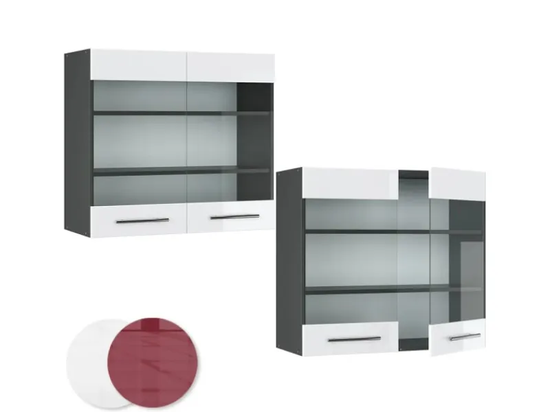 Küchenschränke<Vicco Küchenglasschrank Fame-Line Glashängeschrank Hochglanz/Anthrazit 80 cm