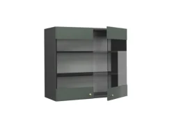 Vicco Küchenglasschrank Fame-Line Glashängeschrank Grün-Gold Landhaus/Anthrazit 80 cm< Küchenschränke