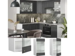 Vicco Küchenglasschrank Fame-Line Glashängeschrank -Gold/Weiß 40 cm< Küchenschränke