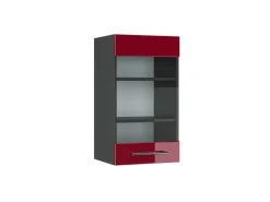 Vicco Küchenglasschrank Fame-Line Glashängeschrank Bordeaux Hochglanz/Anthrazit 40 cm< Pfannen