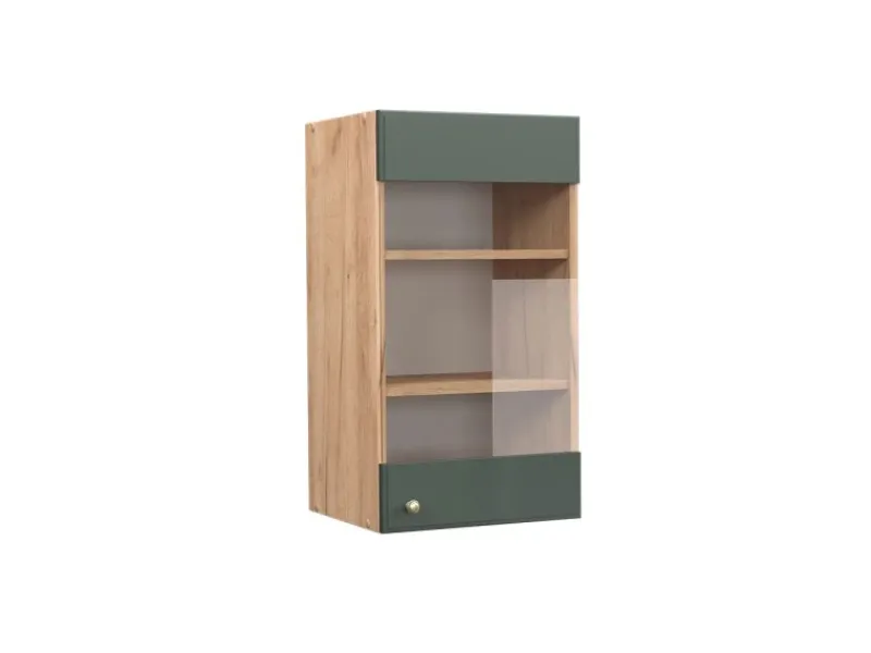 Küchenschränke<Vicco Küchenglasschrank Fame-Line Grün-Gold Landhaus/Goldkraft Eiche 40 cm