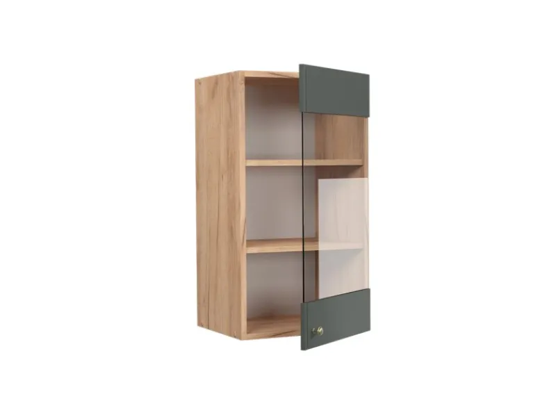 Küchenschränke<Vicco Küchenglasschrank Fame-Line Grün-Gold Landhaus/Goldkraft Eiche 40 cm