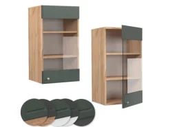 Küchenschränke<Vicco Küchenglasschrank Fame-Line Grün-Gold Landhaus/Goldkraft Eiche 40 cm