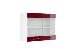 Vicco Küchenglasschrank R-Line Glashängeschrank Bordeaux Hochglanz/Weiß 80 cm< Küchenschränke