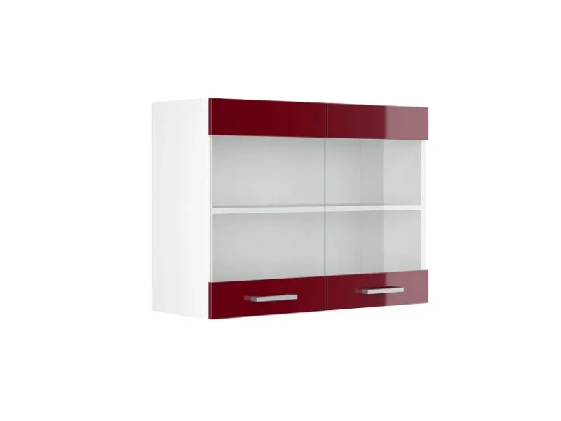 Vicco Küchenglasschrank R-Line Glashängeschrank Bordeaux Hochglanz/Weiß 80 cm< Küchenschränke
