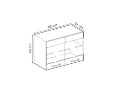 Vicco Küchenglasschrank R-Line Glashängeschrank Bordeaux Hochglanz/Weiß 80 cm< Küchenschränke