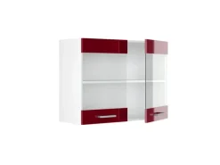 Vicco Küchenglasschrank R-Line Glashängeschrank Bordeaux Hochglanz/Weiß 80 cm< Küchenschränke
