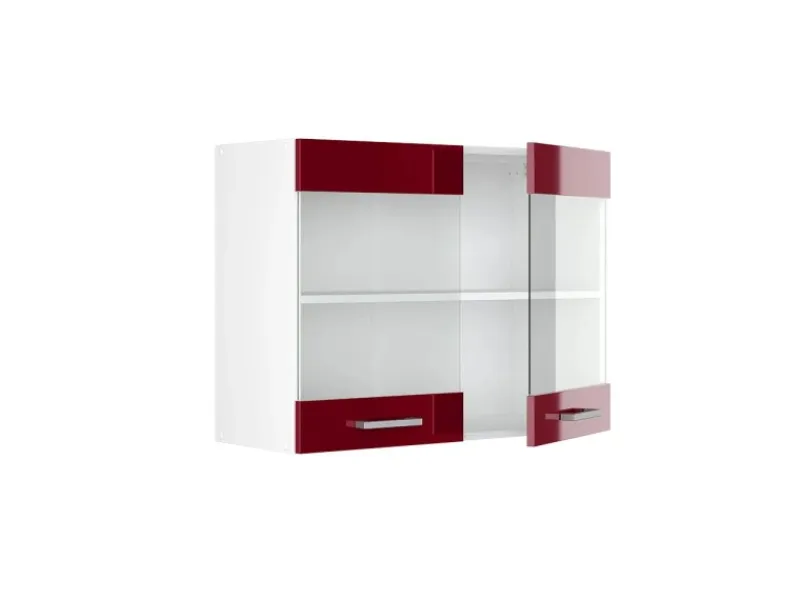 Vicco Küchenglasschrank R-Line Glashängeschrank Bordeaux Hochglanz/Weiß 80 cm< Küchenschränke