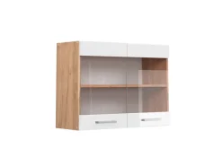 Vicco Küchenglasschrank R-Line Glashängeschrank Hochglanz/Goldkraft Eiche 80 cm< Küchenschränke