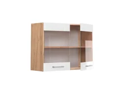 Vicco Küchenglasschrank R-Line Glashängeschrank Hochglanz/Goldkraft Eiche 80 cm< Küchenschränke