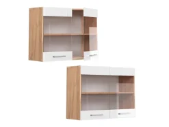 Vicco Küchenglasschrank R-Line Glashängeschrank Hochglanz/Goldkraft Eiche 80 cm< Küchenschränke