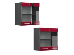 Küchenschränke<Vicco Küchenglasschrank R-Line Glashängeschrank Bordeaux Hochglanz/Anthrazit 60 cm