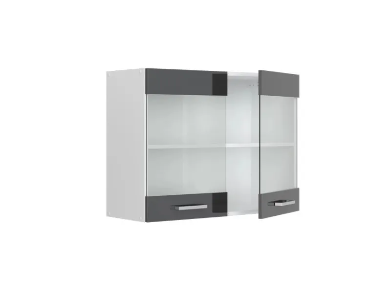Küchenschränke<Vicco Küchenglasschrank R-Line Glashängeschrank Hochglanz/Weiß 80 cm