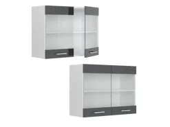 Küchenschränke<Vicco Küchenglasschrank R-Line Glashängeschrank Hochglanz/Weiß 80 cm