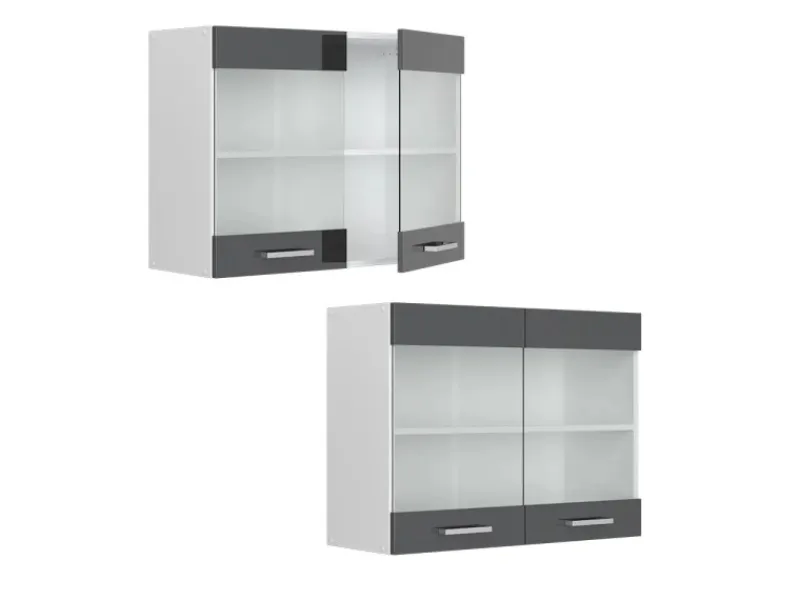 Küchenschränke<Vicco Küchenglasschrank R-Line Glashängeschrank Hochglanz/Weiß 80 cm