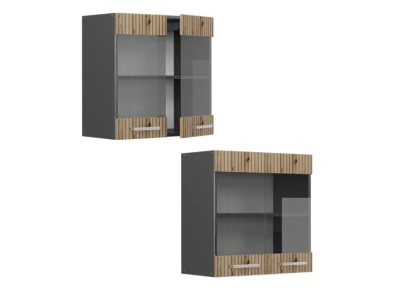 Hot Vicco Küchenglasschrank R-Line Glashängeschrank Artisan-Eiche/Anthrazit 60 cm Artisan Eiche