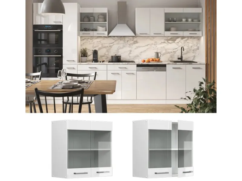 Küchenschränke<Vicco Küchenglasschrank R-Line Glashängeschrank Hochglanz/ 60 cm
