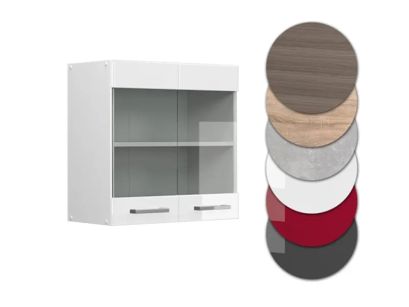 Küchenschränke<Vicco Küchenglasschrank R-Line Glashängeschrank Hochglanz/ 60 cm