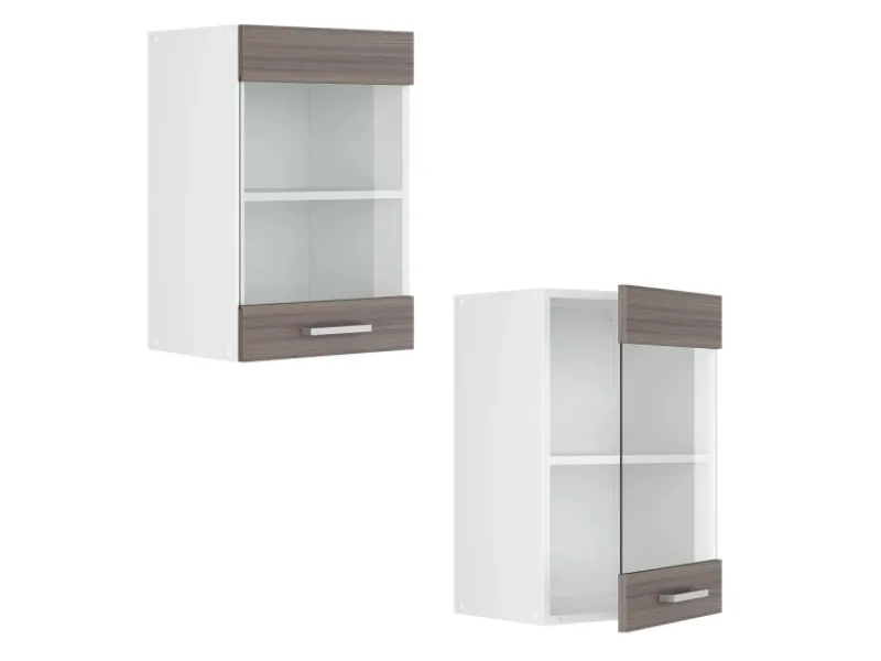 Küchenschränke<Vicco Küchenglasschrank R-Line Glashängeschrank Grau/Weiß 40 cm