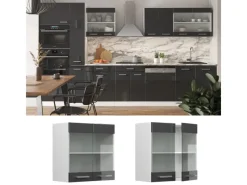 Vicco Küchenglasschrank R-Line Glashängeschrank Hochglanz/Weiß 60 cm< Küchenschränke