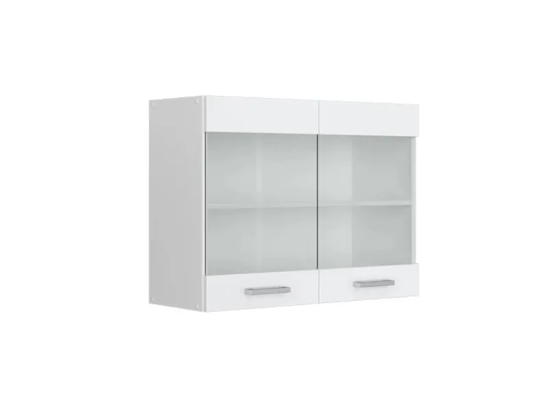 Best Vicco Küchenglasschrank R-Line Glashängeschrank Hochglanz/ 80 cm Weiß