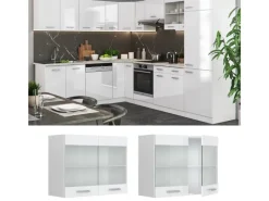 Best Vicco Küchenglasschrank R-Line Glashängeschrank Hochglanz/ 80 cm Weiß