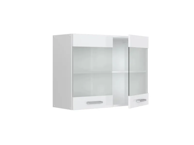 Best Vicco Küchenglasschrank R-Line Glashängeschrank Hochglanz/ 80 cm Weiß