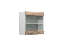 Küchenschränke<Vicco Küchenglasschrank R-Line Glashängeschrank Sonoma/Weiß 60 cm