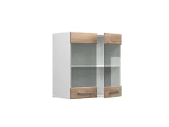 Küchenschränke<Vicco Küchenglasschrank R-Line Glashängeschrank Sonoma/Weiß 60 cm