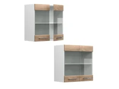 Küchenschränke<Vicco Küchenglasschrank R-Line Glashängeschrank Sonoma/Weiß 60 cm