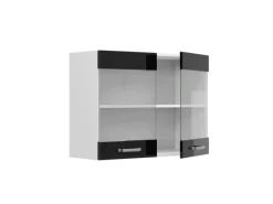 Vicco Küchenglasschrank R-Line Glashängeschrank Schwarz Hochglanz/Weiß 80 cm< Küchenschränke