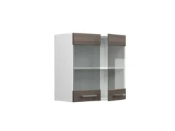 Vicco Küchenglasschrank R-Line Glashängeschrank Grau/Weiß 60 cm Edelgrau