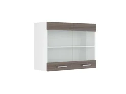 Sale Vicco Küchenglasschrank R-Line Glashängeschrank Grau/Weiß 80 cm Edelgrau