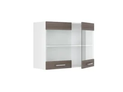 Sale Vicco Küchenglasschrank R-Line Glashängeschrank Grau/Weiß 80 cm Edelgrau