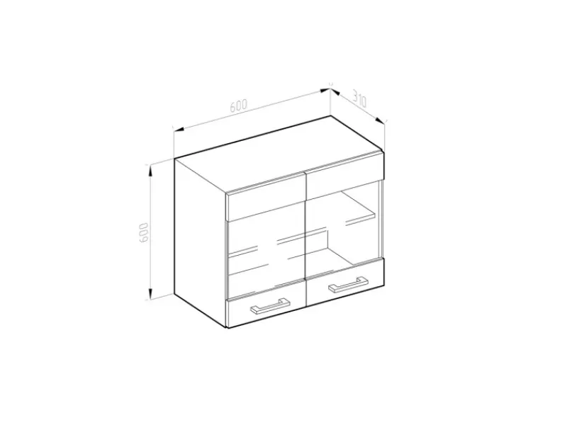 New Vicco Küchenglasschrank R-Line Glashängeschrank Hochglanz/Anthrazit 60 cm Weiß