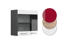 New Vicco Küchenglasschrank R-Line Glashängeschrank Hochglanz/Anthrazit 60 cm Weiß