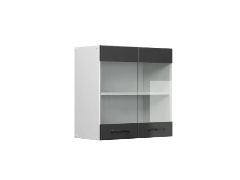 Küchenschränke<Vicco Küchenglasschrank R-Line Glashängeschrank Anthrazit Landhaus/Weiß 60 cm