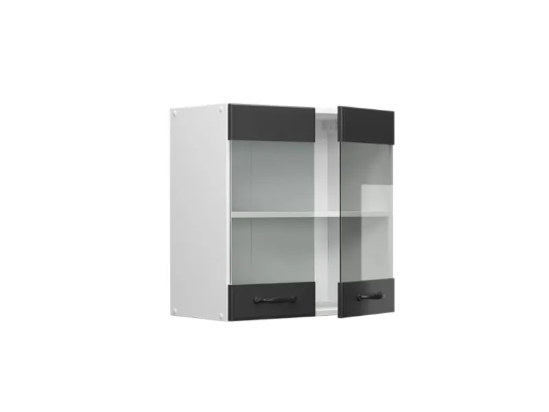 Küchenschränke<Vicco Küchenglasschrank R-Line Glashängeschrank Anthrazit Landhaus/Weiß 60 cm